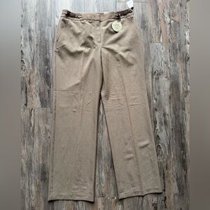 New Women’s Classic Cato Wider Leg Tan Dress Pants Tummy Control Size 12 Pocket